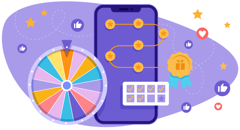 An illustration of a customer journey with gamification