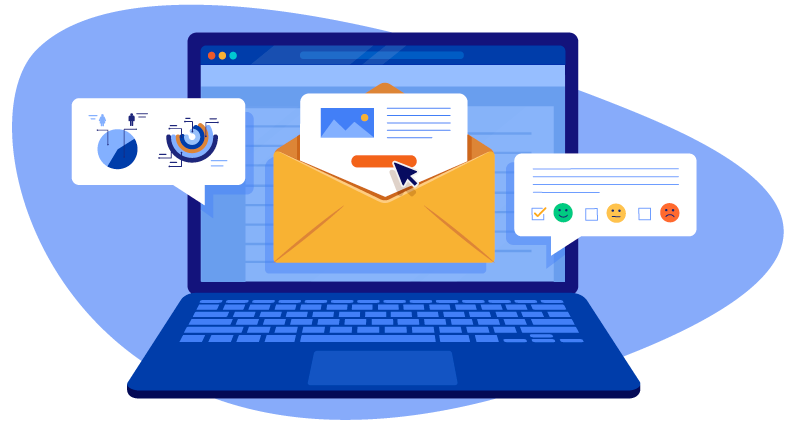 Illustration of an opened email on a laptop