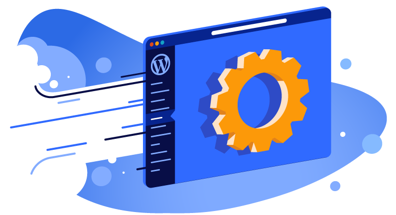 WordPress with gear representing optimization