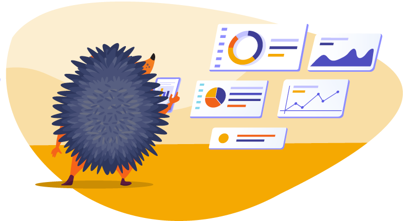 Hedgehog reviewing aspects of business plan
