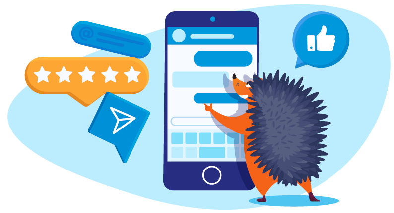 Hedgehog interacting with texts
