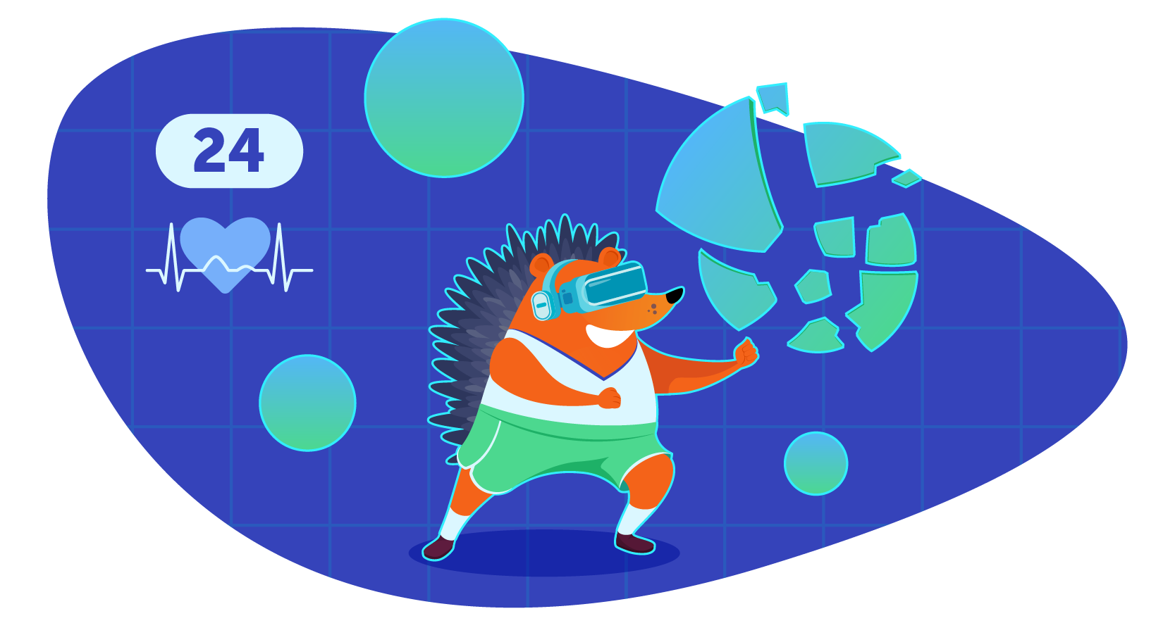 Hedgehog engaging in AR fitness