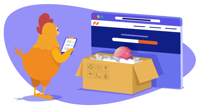 Chicken looking at Namecheap domains