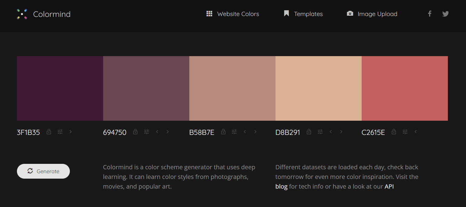 screenshot from Colormind