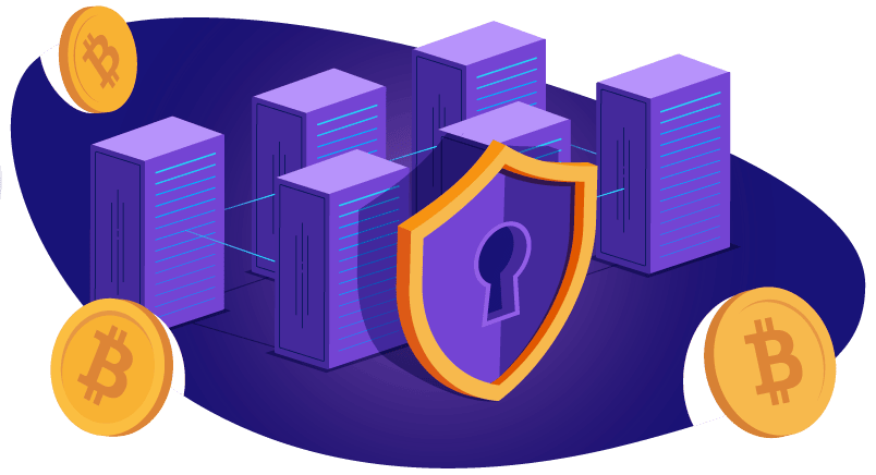 cryptocurrency servers with a padlock