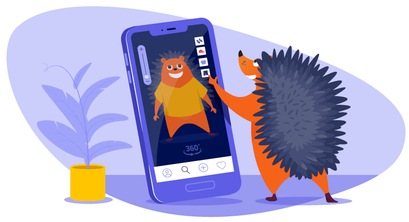 Hedgehog using augmented reality for shoppping