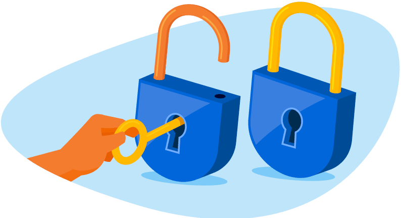 Turning a key in a padlock