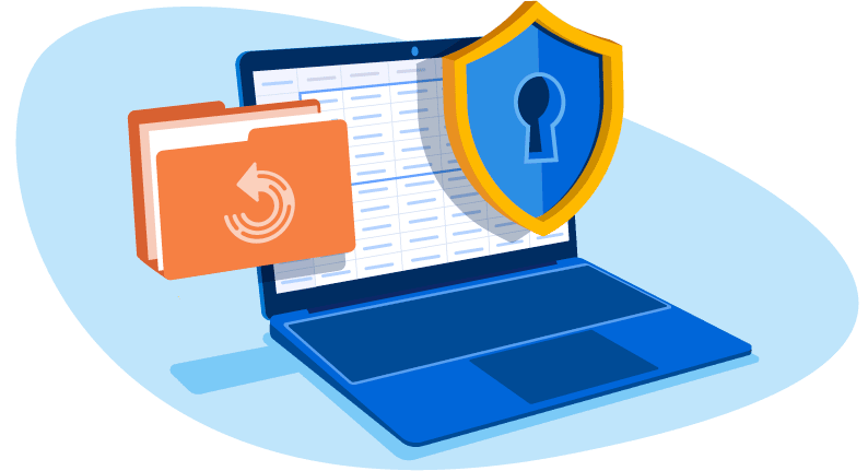 A laptop and folders protected by a lock