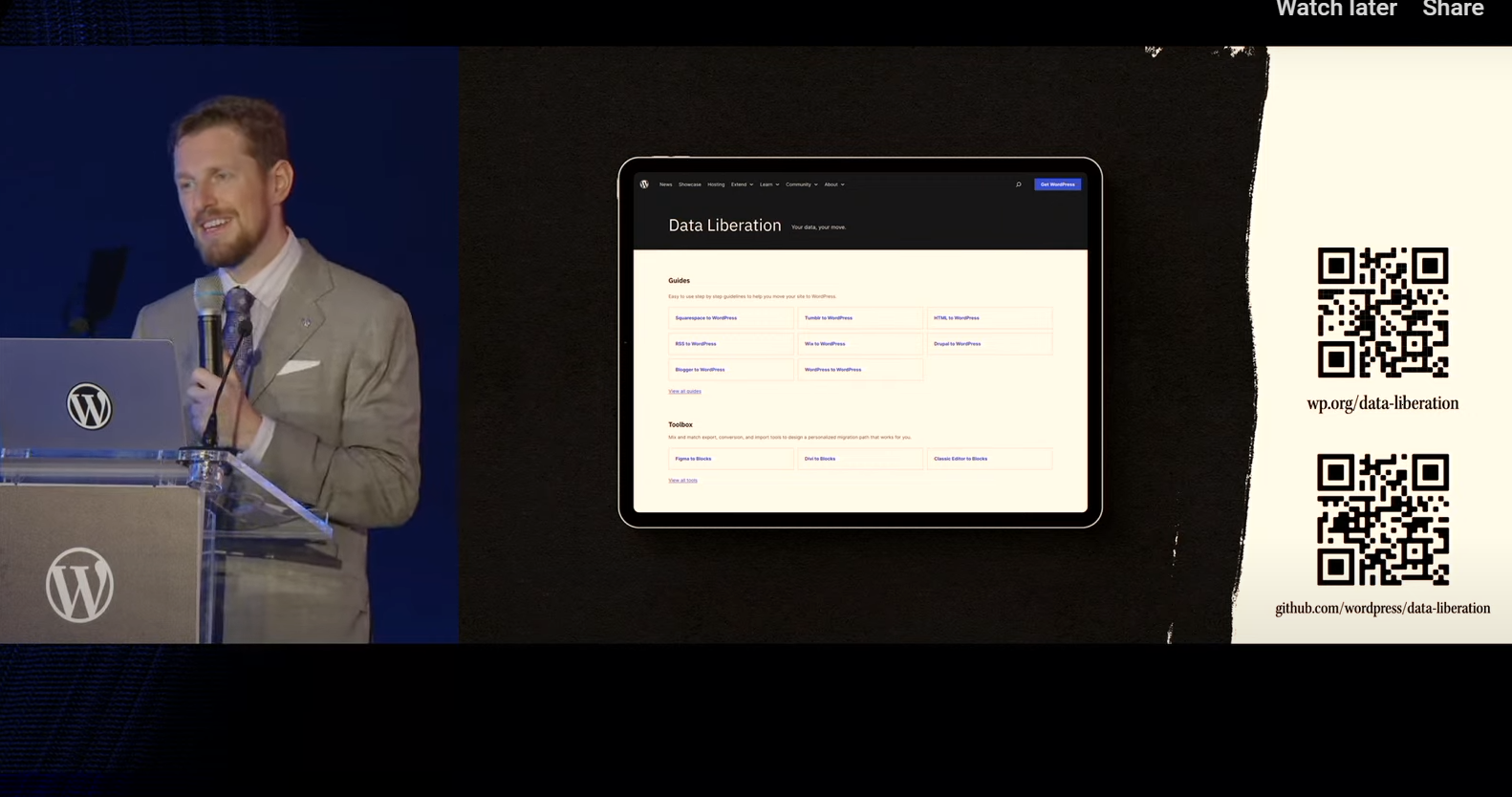 Mullenweg discusses data liberation at the 2023 State of the Word