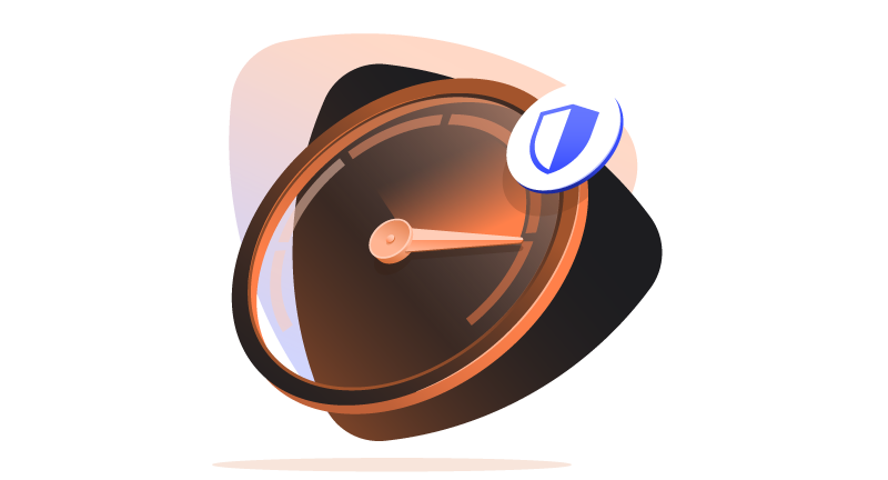 graphic of speedometer and shield