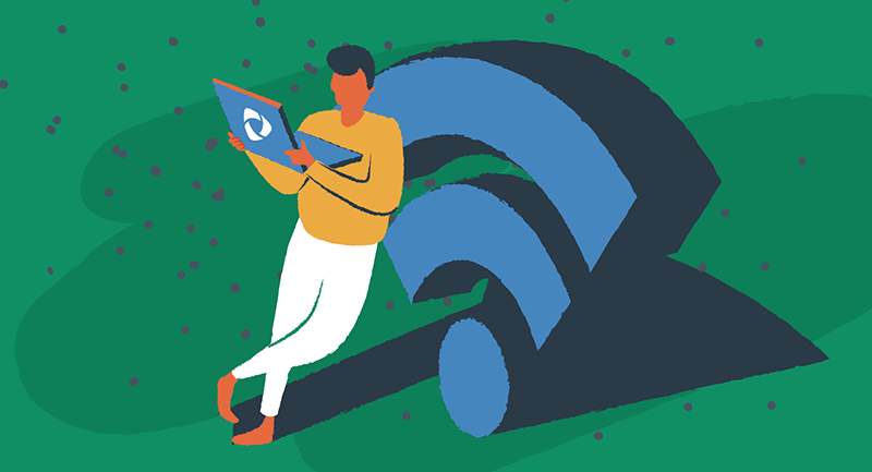 Man working on Wi-Fi