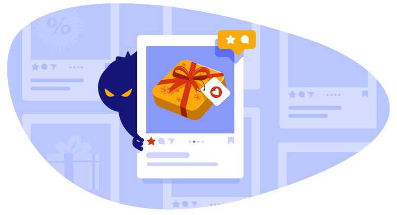 scammer hiding behind a fake social media giveaway