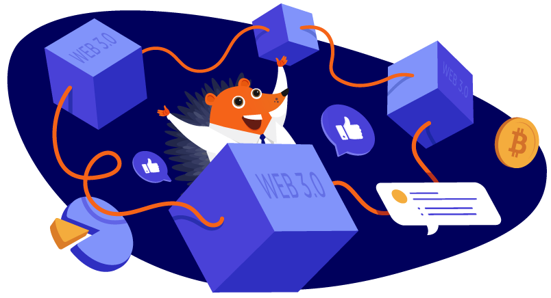 Hedgehog celebrating the improved engagement of Web 3.0 websites