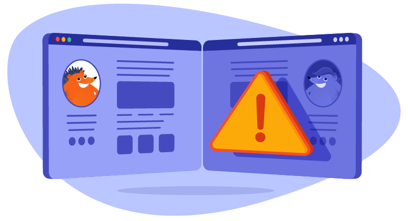 warning symbol on a potential phishing site