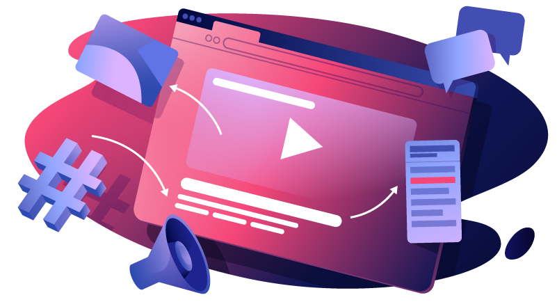 Different components of videos such as hashtags, comments, video notes