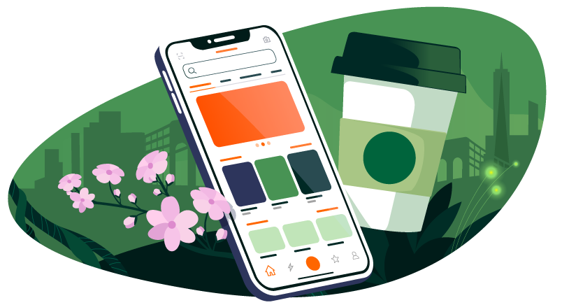 Coffee and compay website on phone