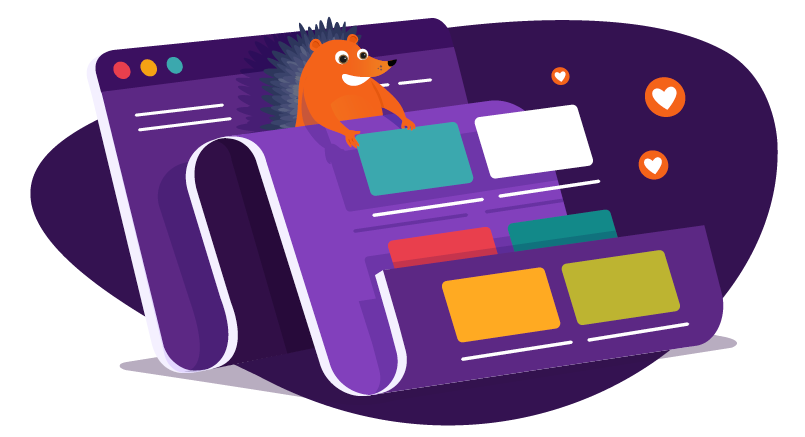 Hedgehog on a roll of website content