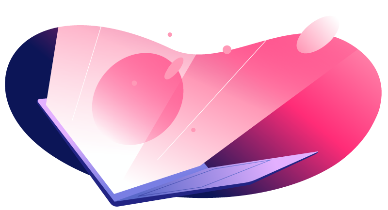 illustration of the quantum world emerging from laptop