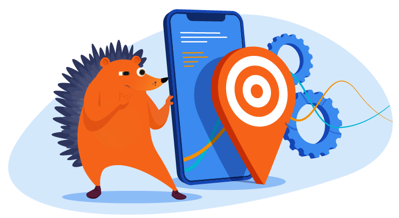 Hedgehog checking location on mobile phone