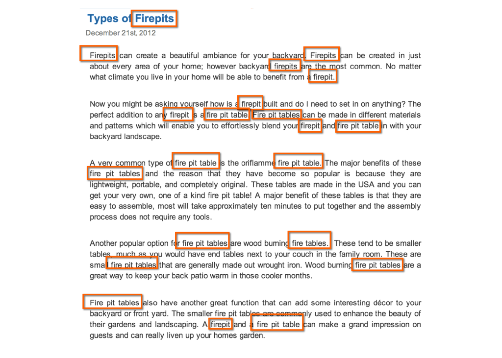 Illustration of keyword stuffing