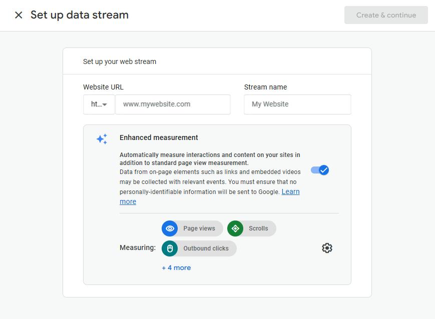 Set up data stream