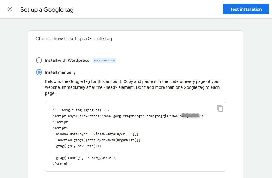 Set up Google Tag