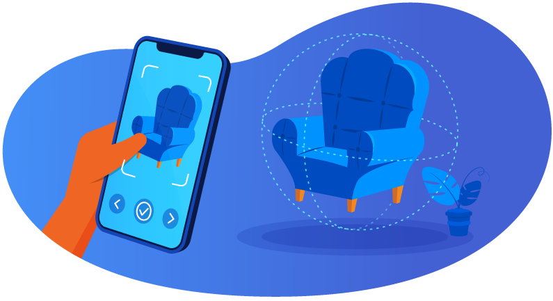 Using mobile camera to search for a chair
