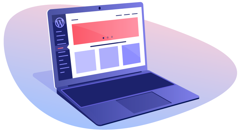 Laptop with a basic website template
