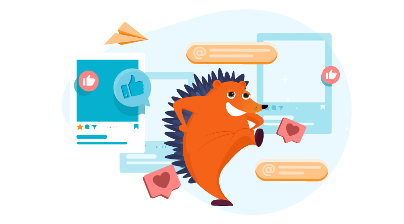 Illustration: Hedgehog excited by engagement