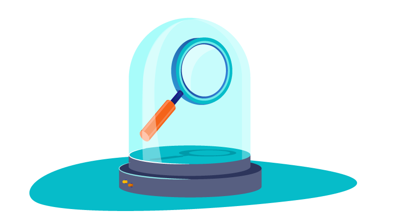 Magnifying glass under a glass dome