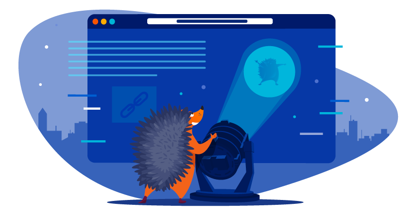 Hedgehog operating a spotlight on his website