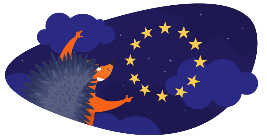 Hedgehog with EU flag