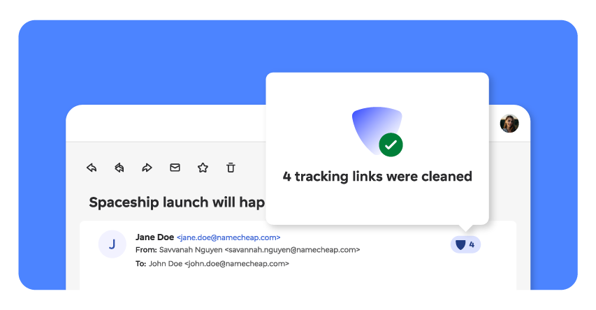 screenshot showing tracking links cleared