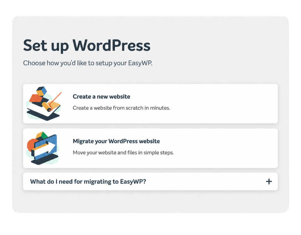 screenshot of setup and migration