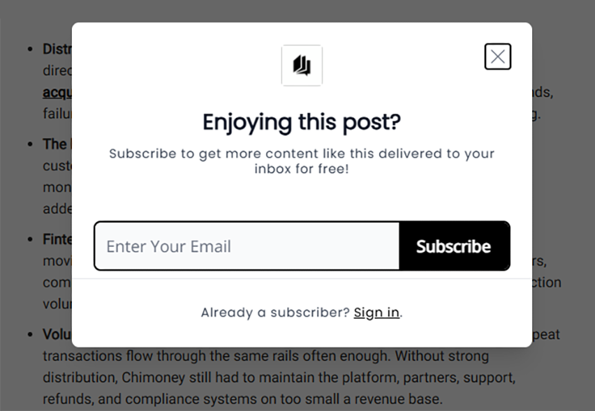 newsletter signup example