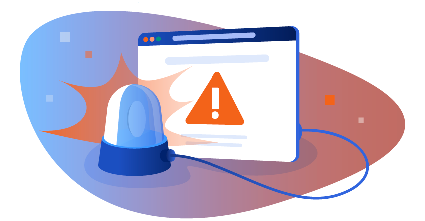 Web browser with warning symbol