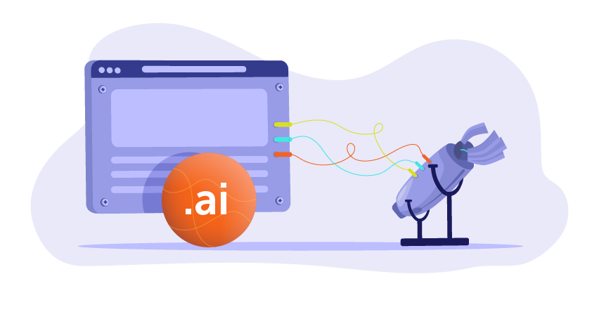robot arm connected to website with .ai domain
