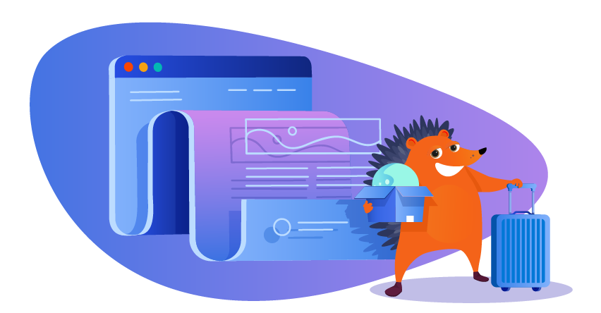 Hedgehog with website building blocks