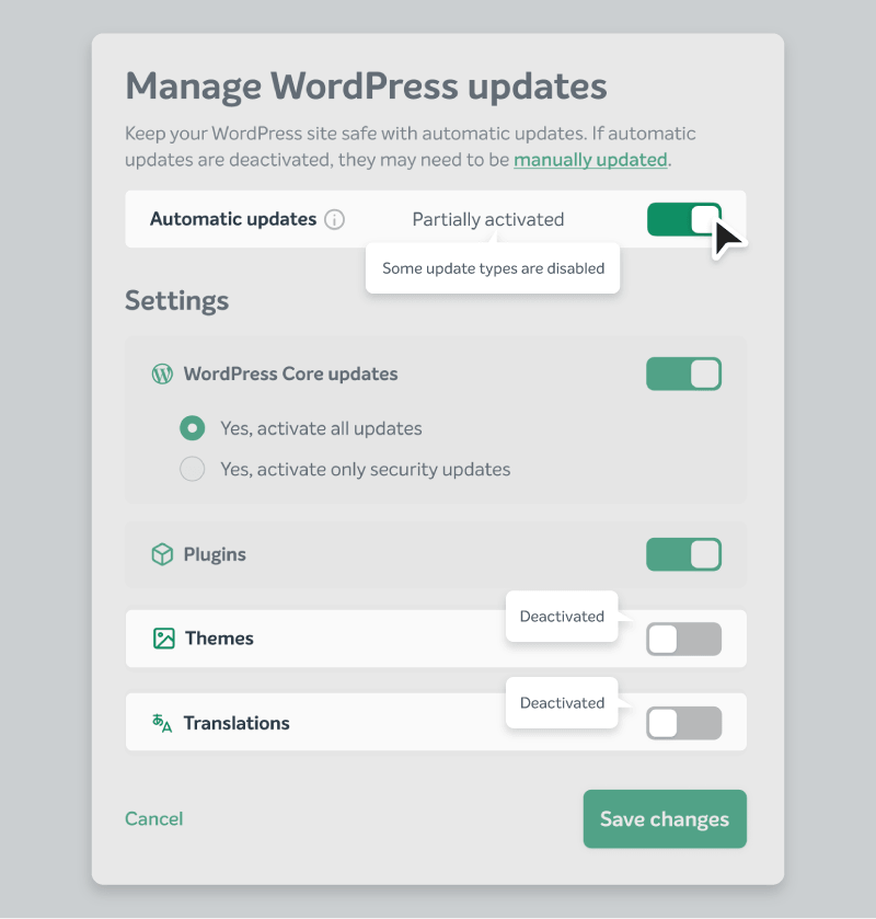 Choosing what updates automatically