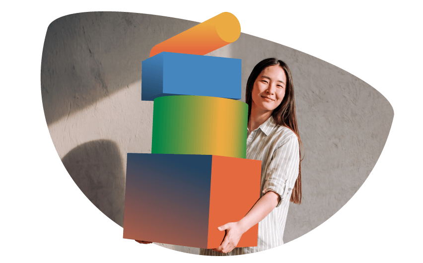 Woman with stack of purchases